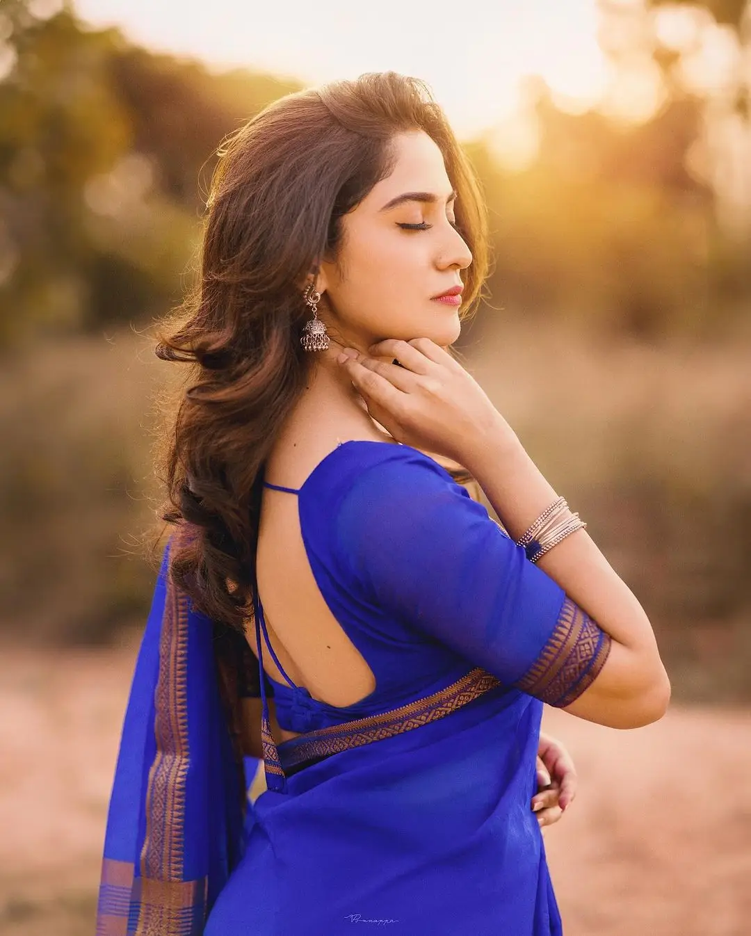 Kannada Actress Rachana Rai Stills in Blue Saree